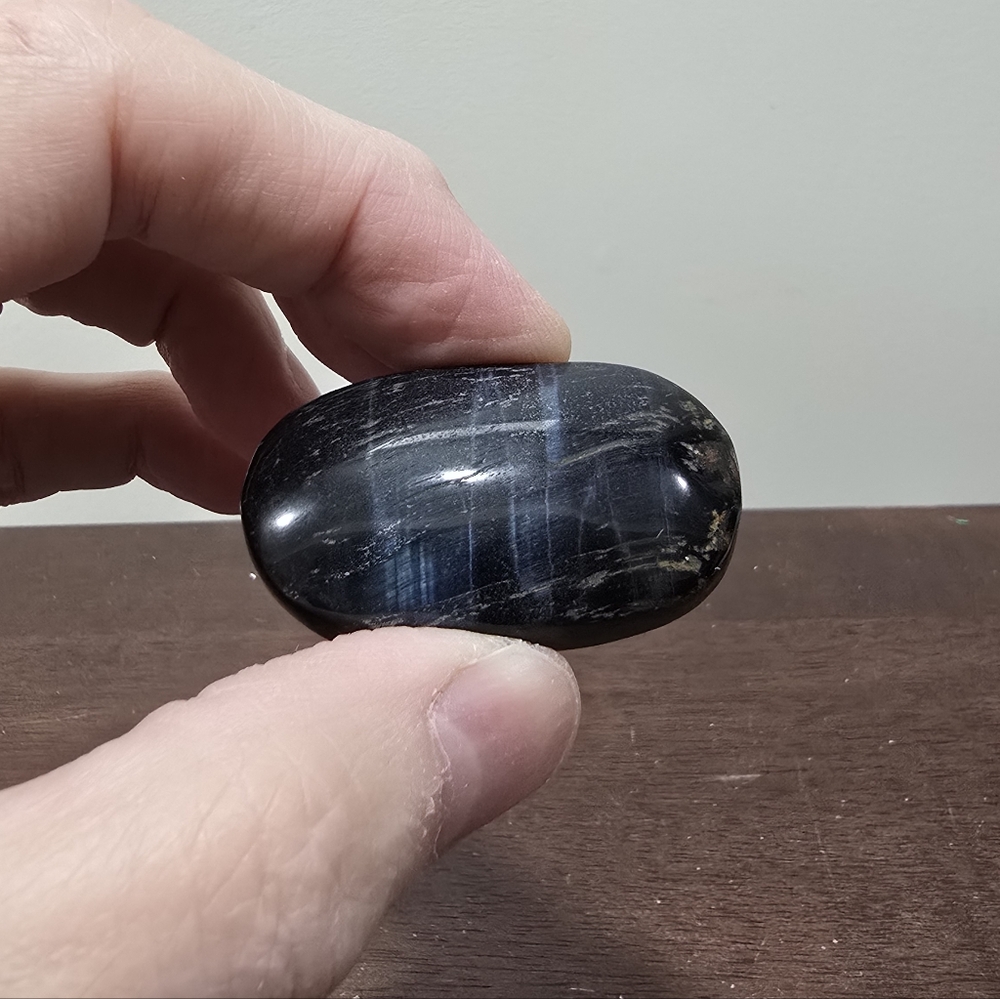 Blue Tigers Eye Crystal Palmstone #D